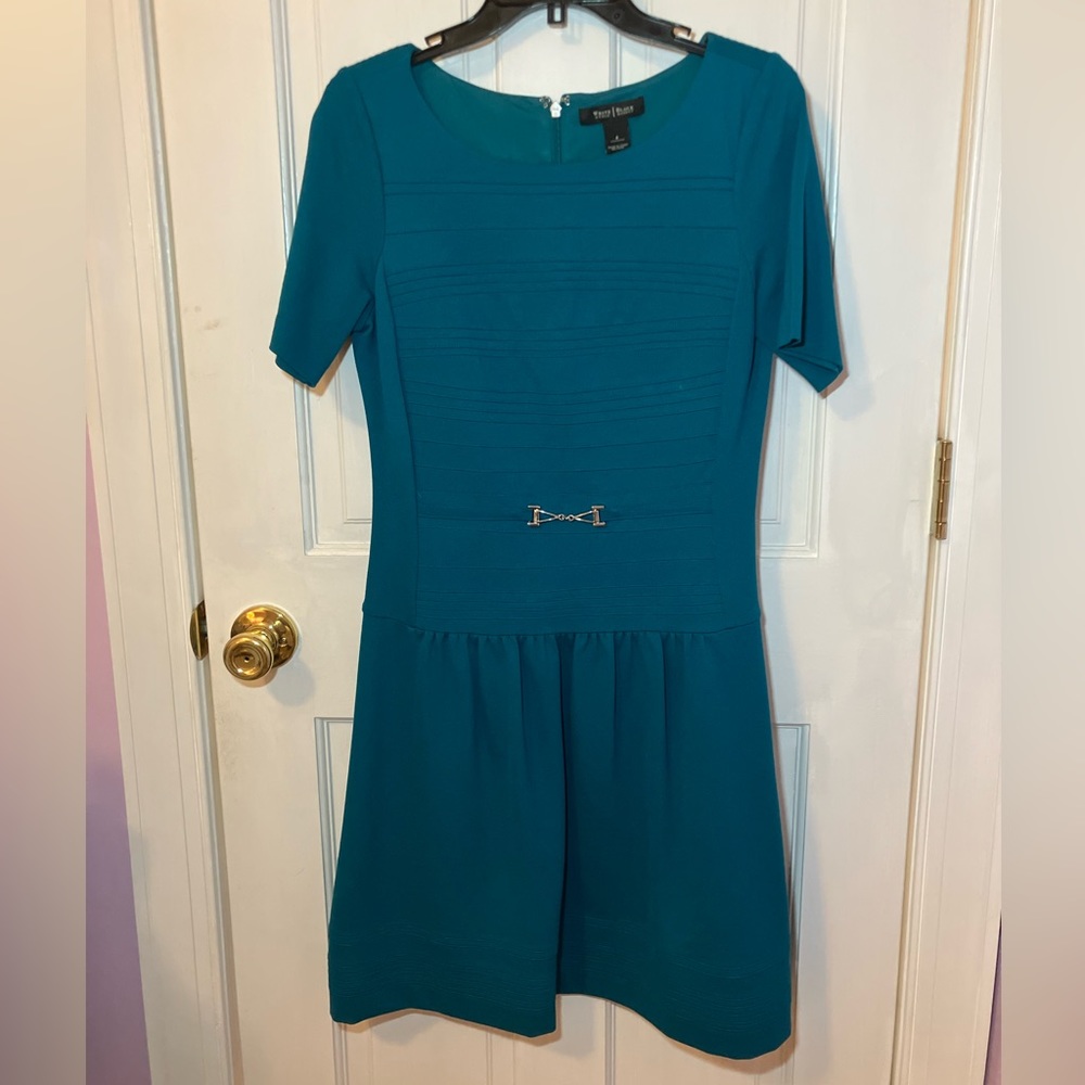 White House Black Market Teal Short-Sleeve Dress - Size 4